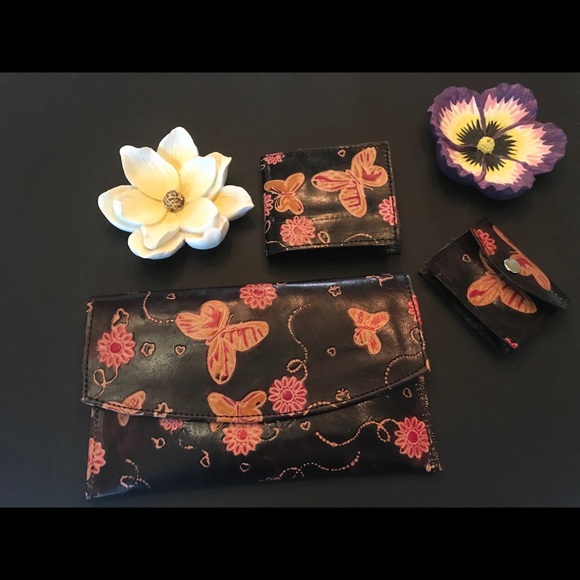 Mexican wallet clutch , Goat Leather butterflies - Picture 2 of 8